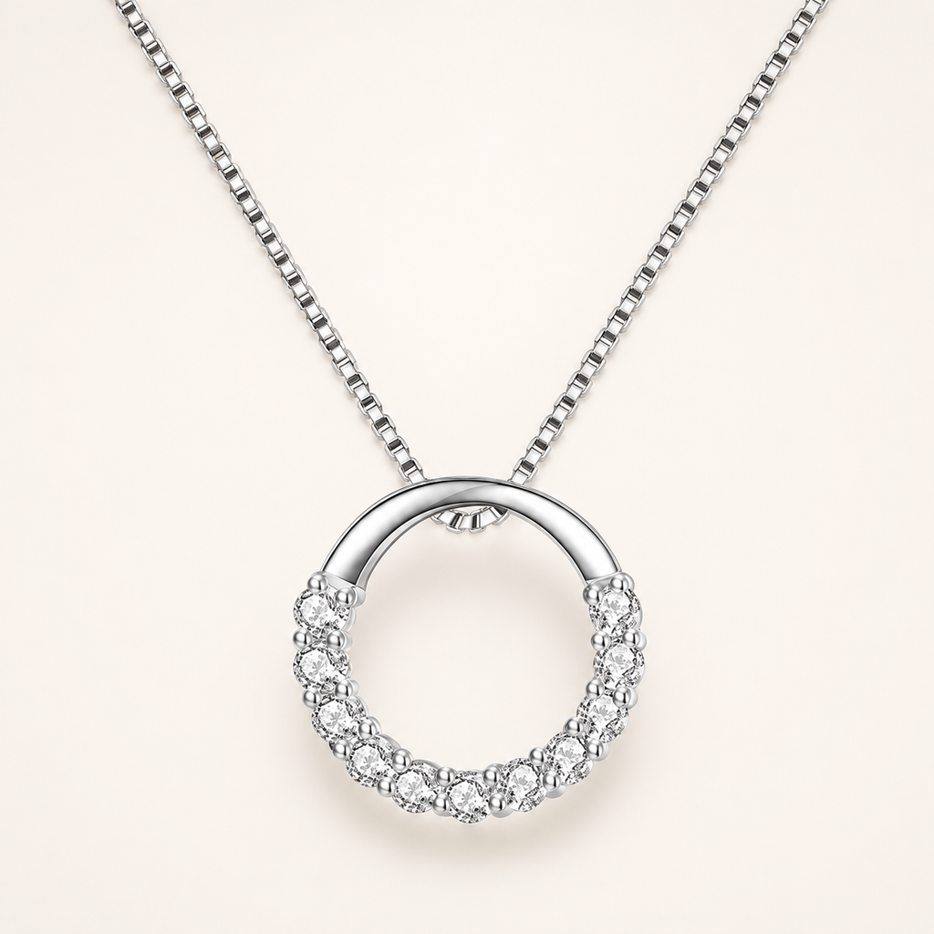 925 Sterling Silver Lumière Circle Zircon Necklace