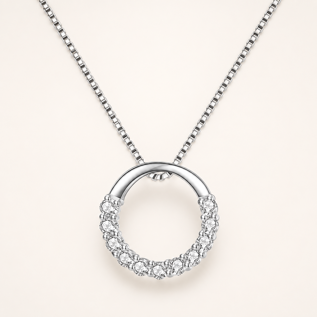 925 Sterling Silver Lumière Circle Zircon Necklace