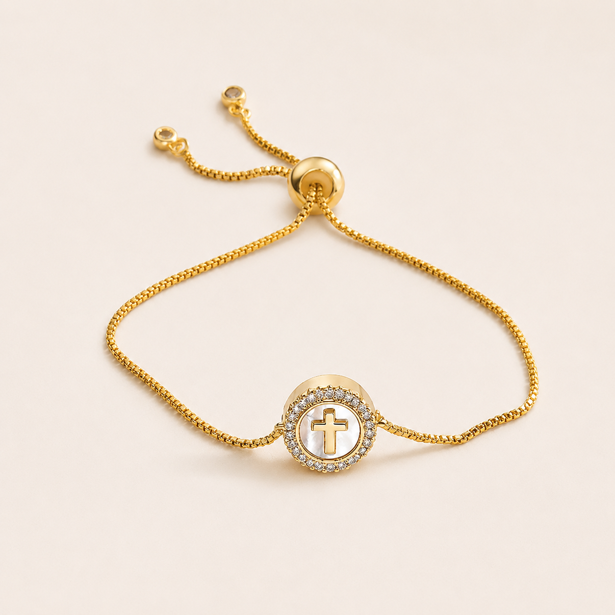 Gold Copper Bracelet with Zirconia
