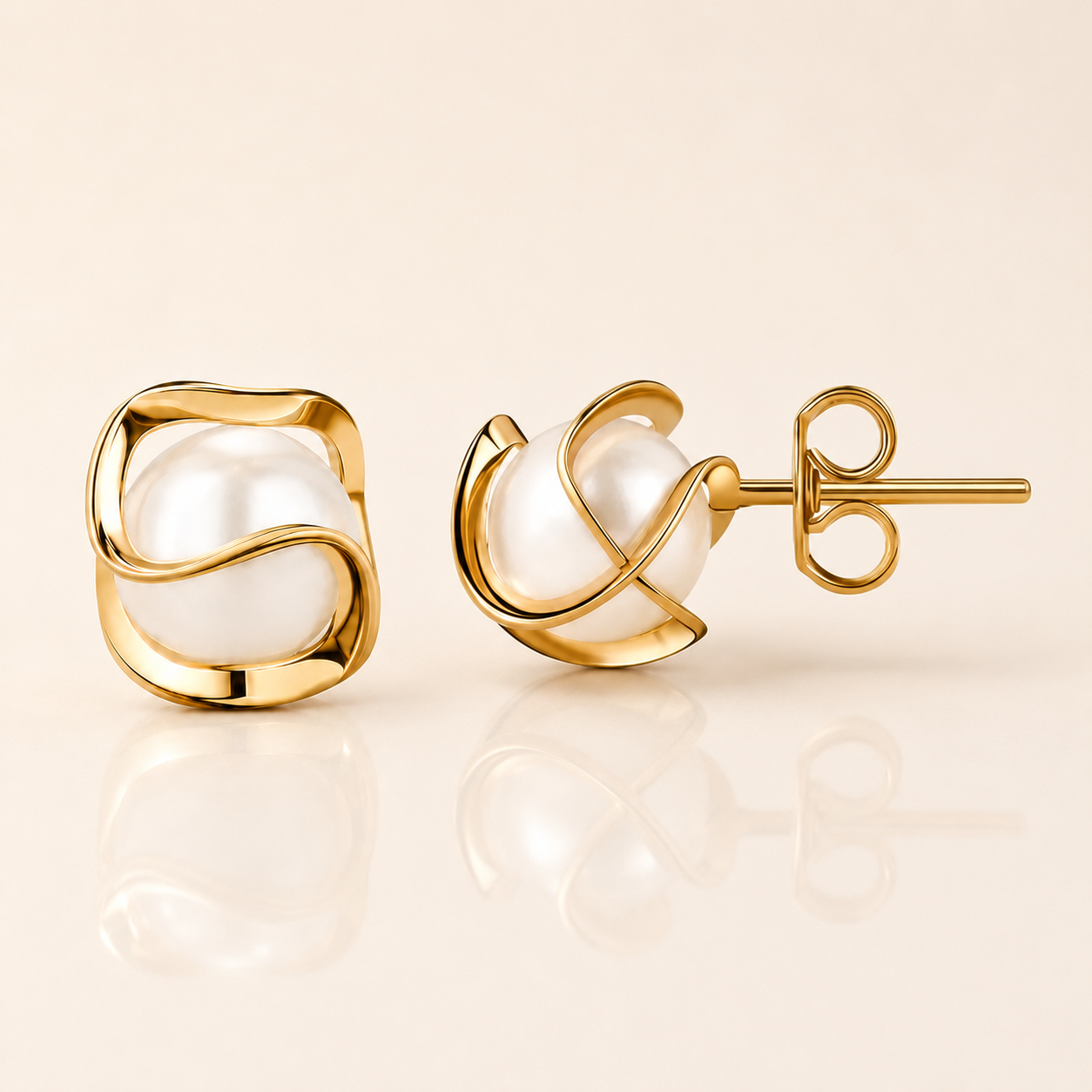 8 mm Freshwater Pearl Gold-Plated Stud Earrings