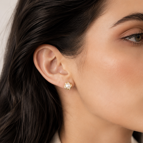 8 mm Freshwater Pearl Gold-Plated Stud Earrings