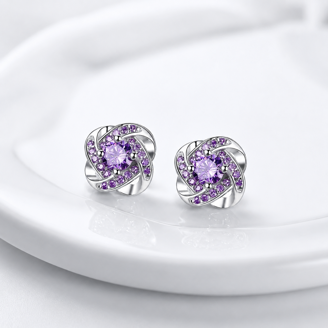Knot of Light Zirconia Earrings