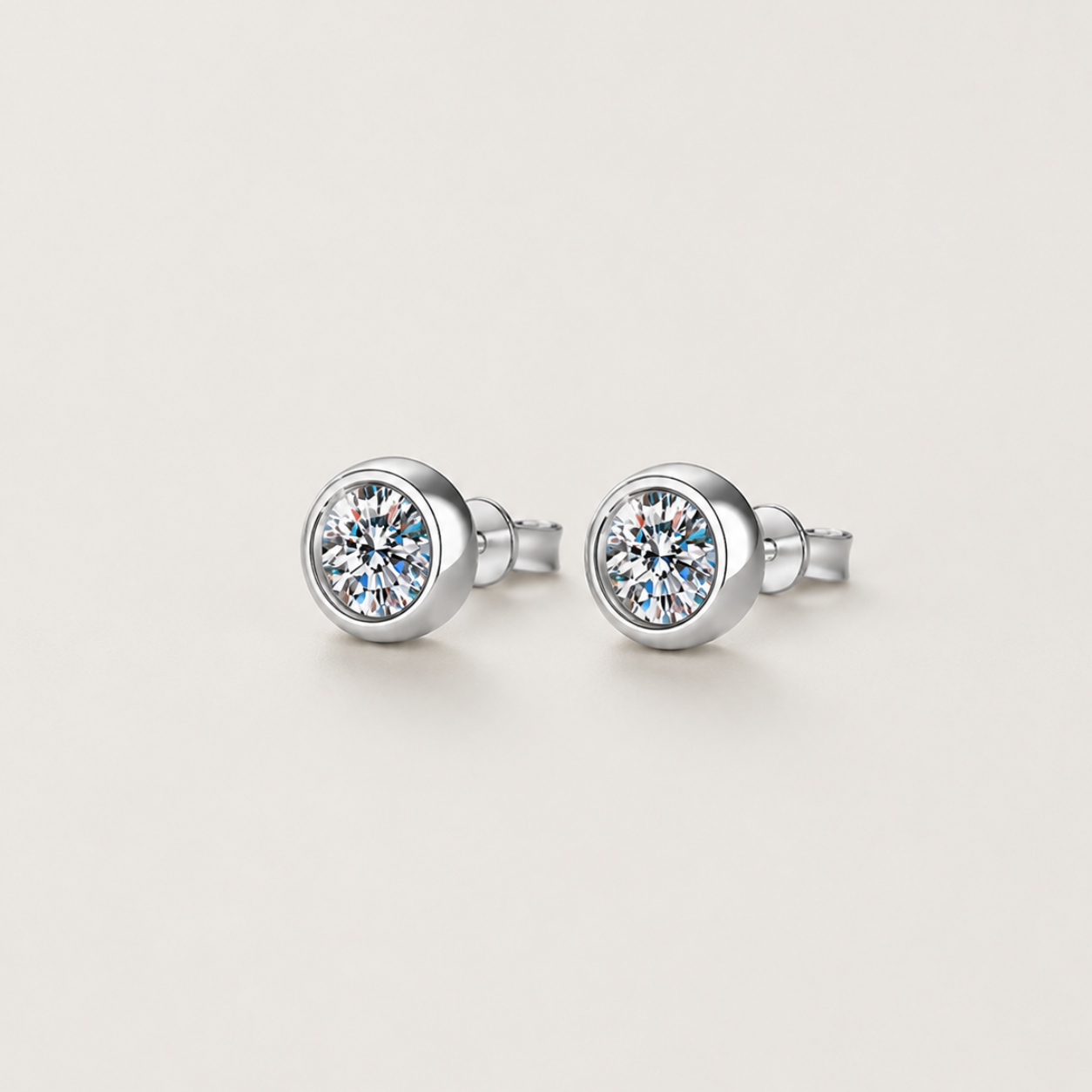 925 Sterling Silver Simplicity Zircon Stud Earrings