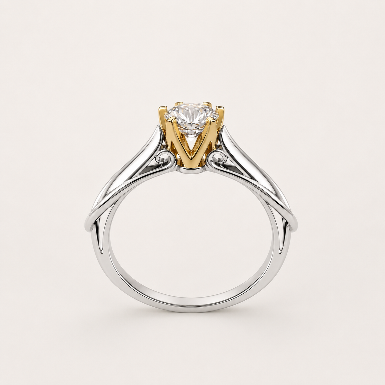 18K Gold-Plated Sterling Silver Solitaire Zircon Ring