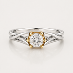 18K Gold-Plated Sterling Silver Solitaire Zircon Ring