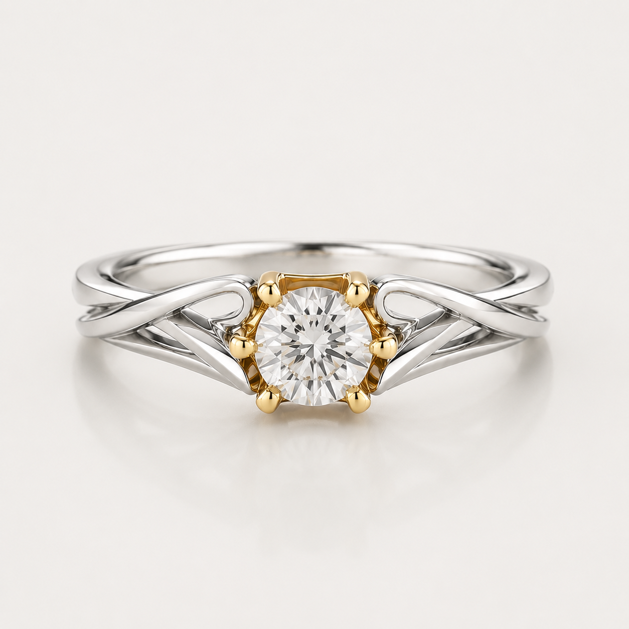 18K Gold-Plated Sterling Silver Solitaire Zircon Ring
