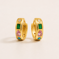 Colorful Zircon Gold Hoop Earrings