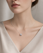 925 Sterling Silver Square Zircon Pendant Necklace