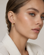 Stainless Steel Zircon Cross Hoop Drop Earrings