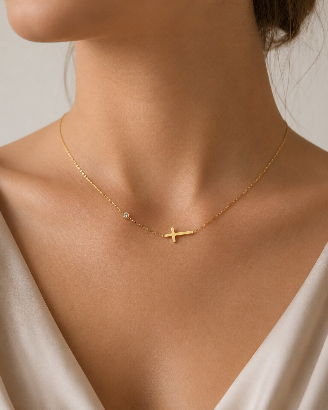Gold Cross Pendant Necklace in 316L Stainless Steel