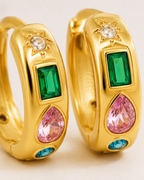 Bunte Zirkon-Creolen aus Gold
