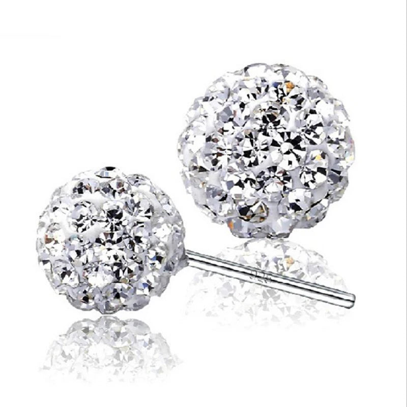 Crystal Ball Sterling Silver Stud Earrings