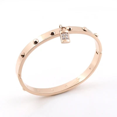 Lock Éclat Stainless Steel Bangle with Zirconia