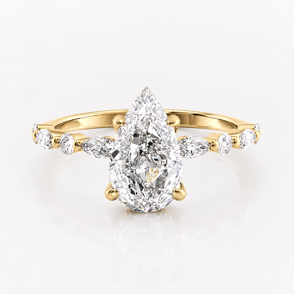 925 Sterling Silver Pear Lumière Ring