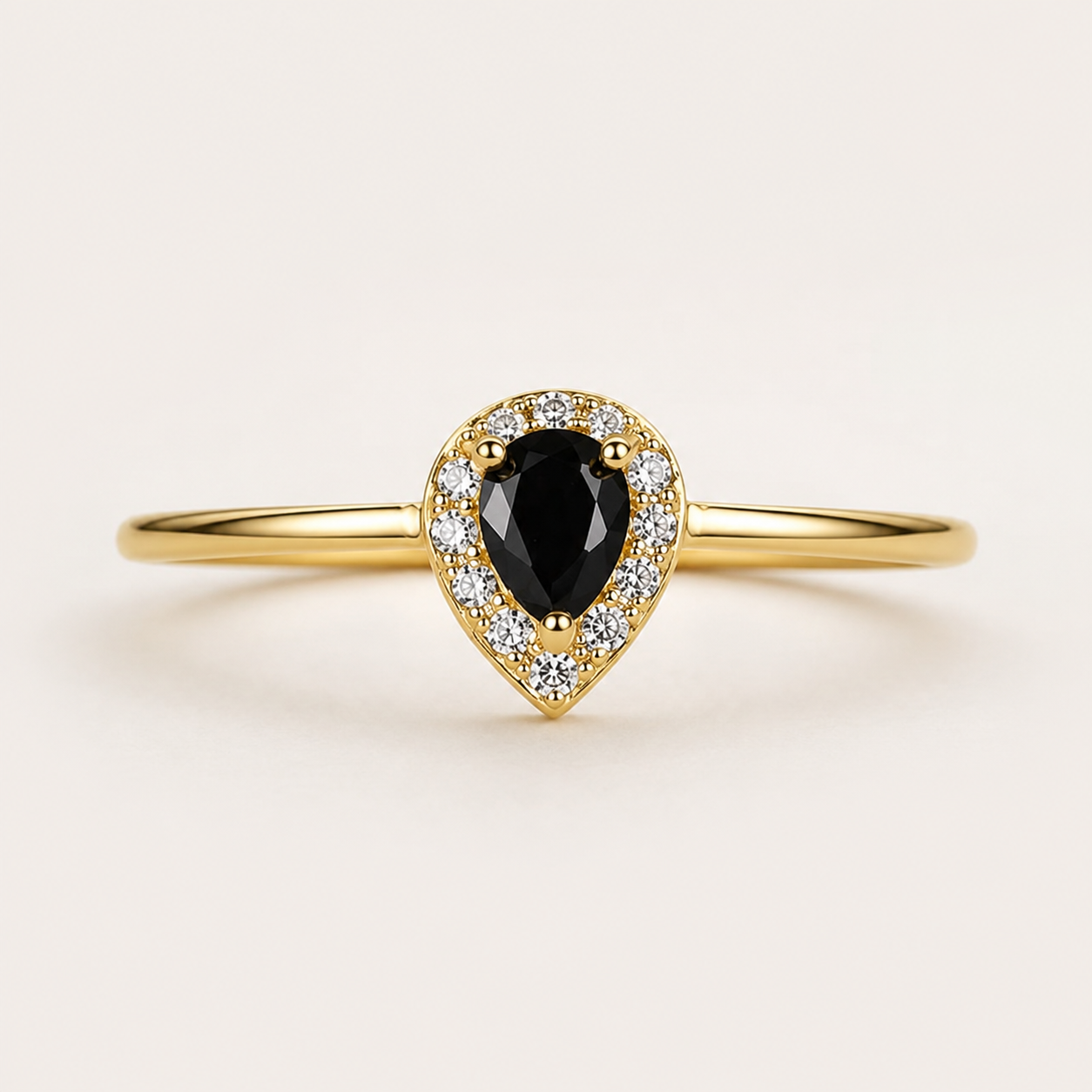 Noir Éclat 925 Sterling Silver Pear-Cut Ring