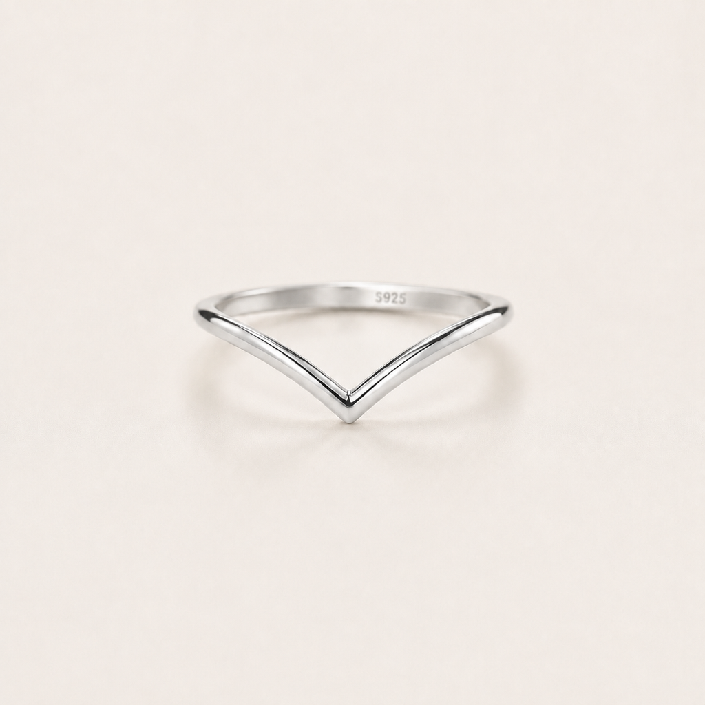 925 Sterling Silver V-Shaped Ring