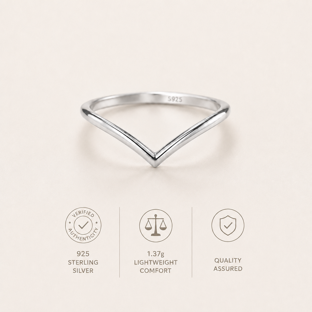 925 Sterling Silver V-Shaped Ring
