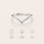 925 Sterling Silver V-Shaped Ring