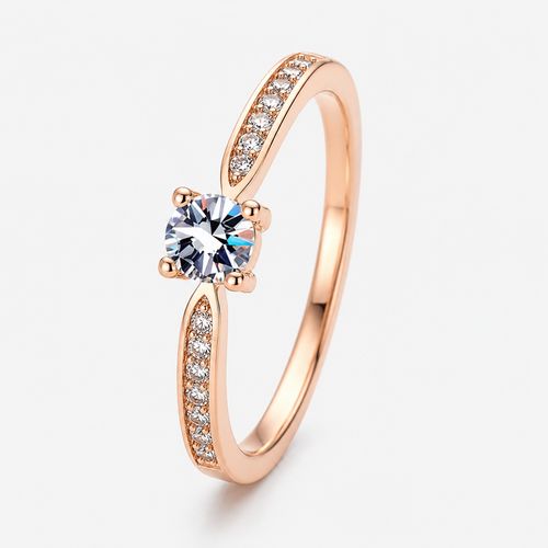 Adjustable 925 Sterling Silver Ring with Zircon and 18K Gold Finish