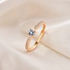 Adjustable 925 Sterling Silver Ring with Zircon and 18K Gold Finish