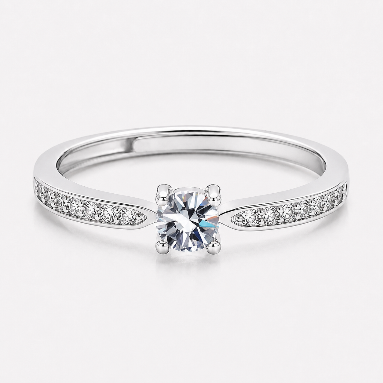 Adjustable 925 Sterling Silver Ring with Zircon and 18K Gold Finish
