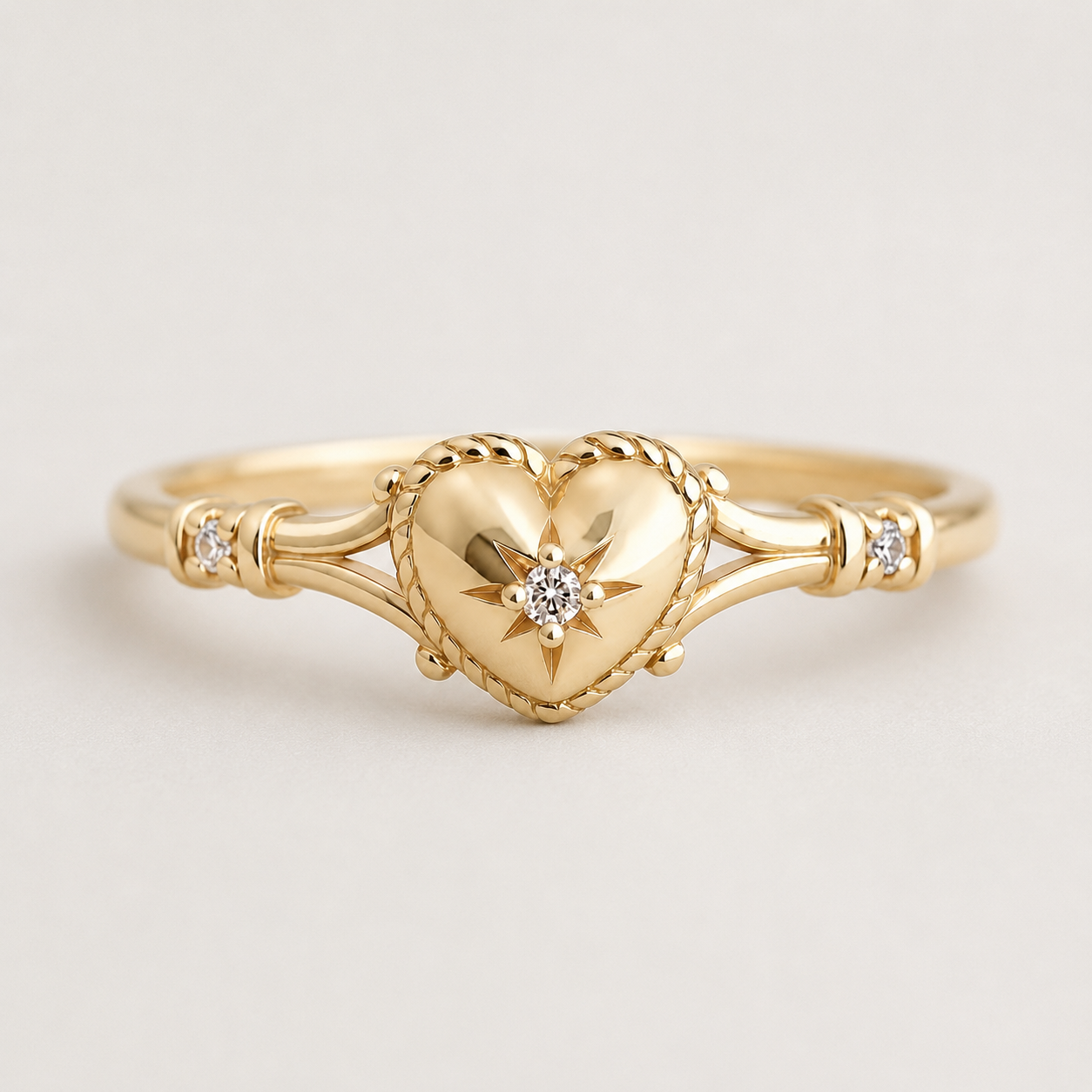 Anillos de corazón color oro Huitan con circonia cúbica brillante para mujer, delicada alianza de boda, accesorios de moda para compromiso
