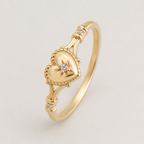 Anillos de corazón color oro Huitan con circonia cúbica brillante para mujer, delicada alianza de boda, accesorios de moda para compromiso
