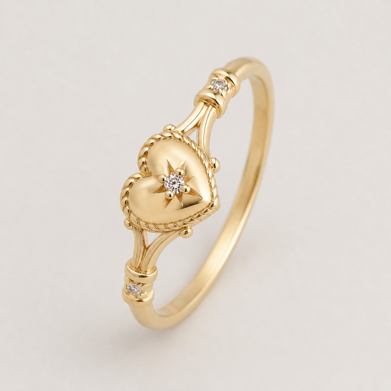Anillos de corazón color oro Huitan con circonia cúbica brillante para mujer, delicada alianza de boda, accesorios de moda para compromiso