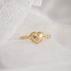 Anillos de corazón color oro Huitan con circonia cúbica brillante para mujer, delicada alianza de boda, accesorios de moda para compromiso