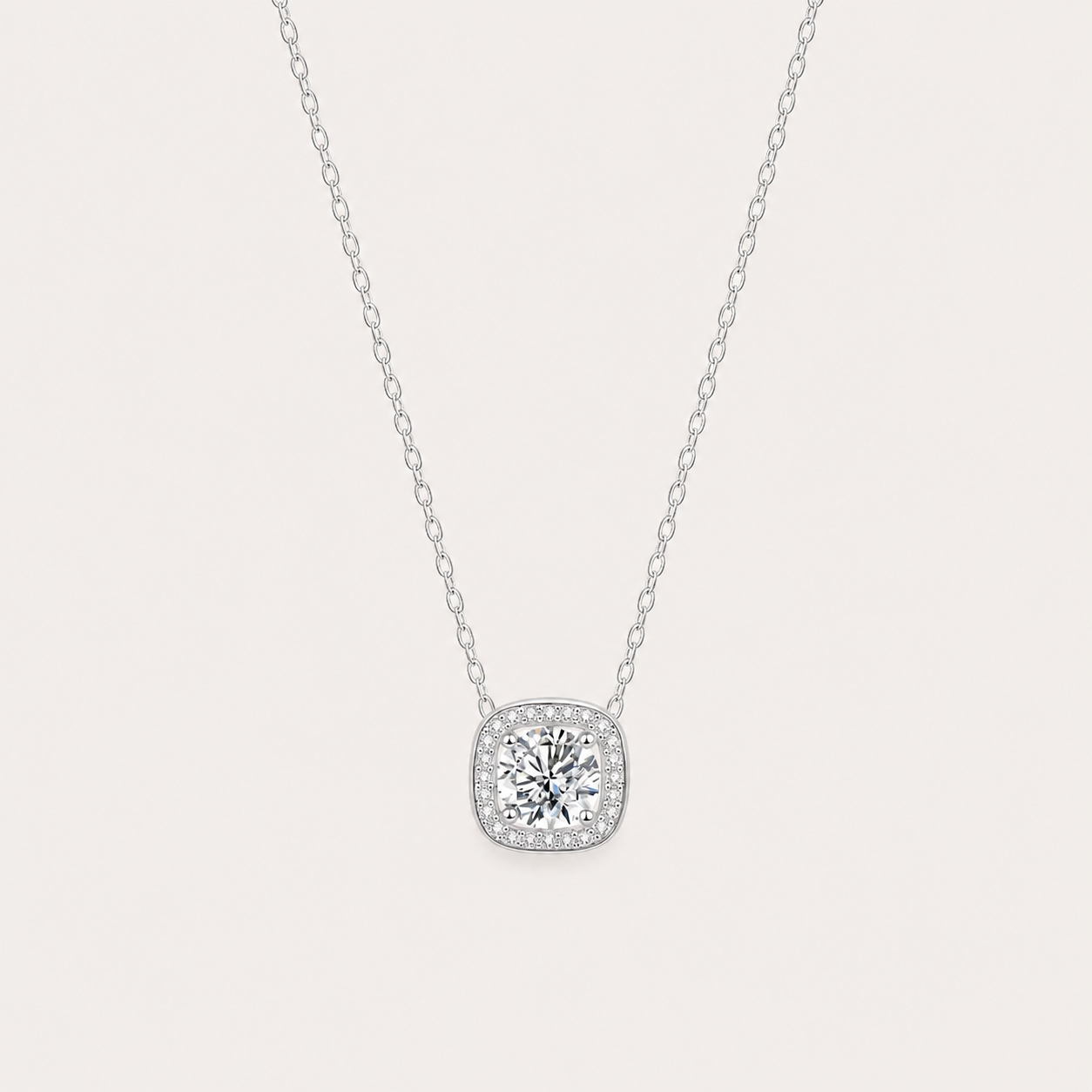 Cushion Halo Cubic Zirconia Pendant Necklace