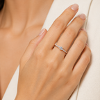 Anelli bicolore Huitan alla moda per donna, accessori trendy per fedi nuziali con zirconi cubici, gioielli raffinati per proposta e fidanzamento