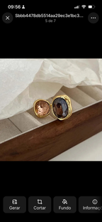 Bagues ouvertes elliptiques vintage en cristal marron pour femmes, bague ajustable géométrique de luxe avec strass contrastés