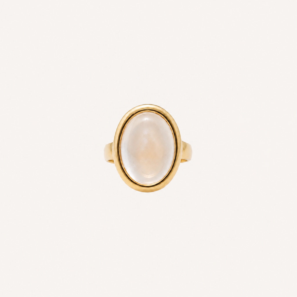 Bague classique Uworld en résine transparente forme œuf pour femmes, acier inoxydable plaqué or 18K PVD, bijou exquis pour soirée