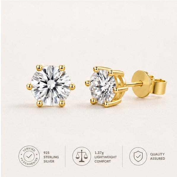 Pendientes de botón redondos Lumière con cristal  