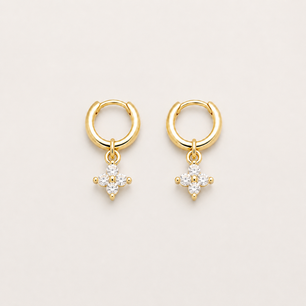 Orecchini a Cerchio con Trifoglio in Argento Sterling 925 per Donna e Ragazze, Eleganti e alla Moda, Gioielli per Matrimonio e Festa, Regali