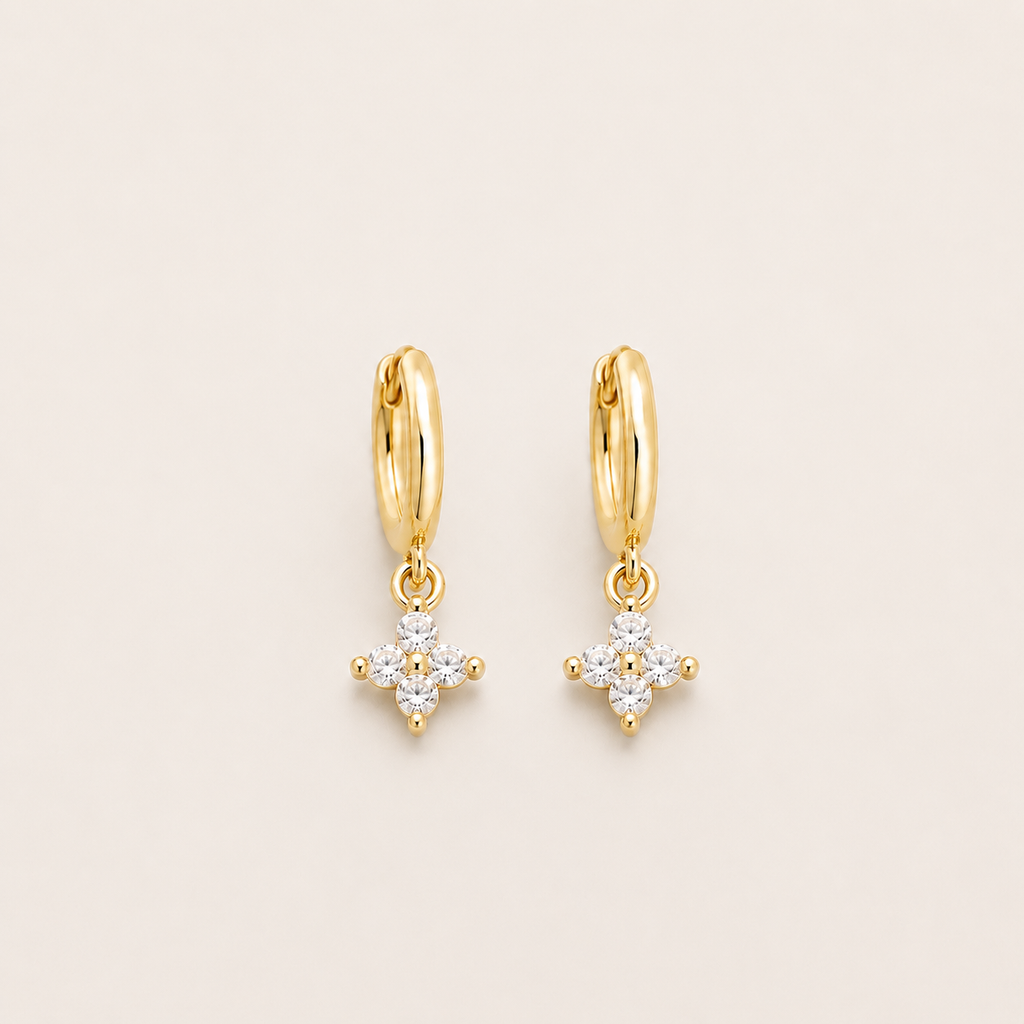 Orecchini a Cerchio con Trifoglio in Argento Sterling 925 per Donna e Ragazze, Eleganti e alla Moda, Gioielli per Matrimonio e Festa, Regali
