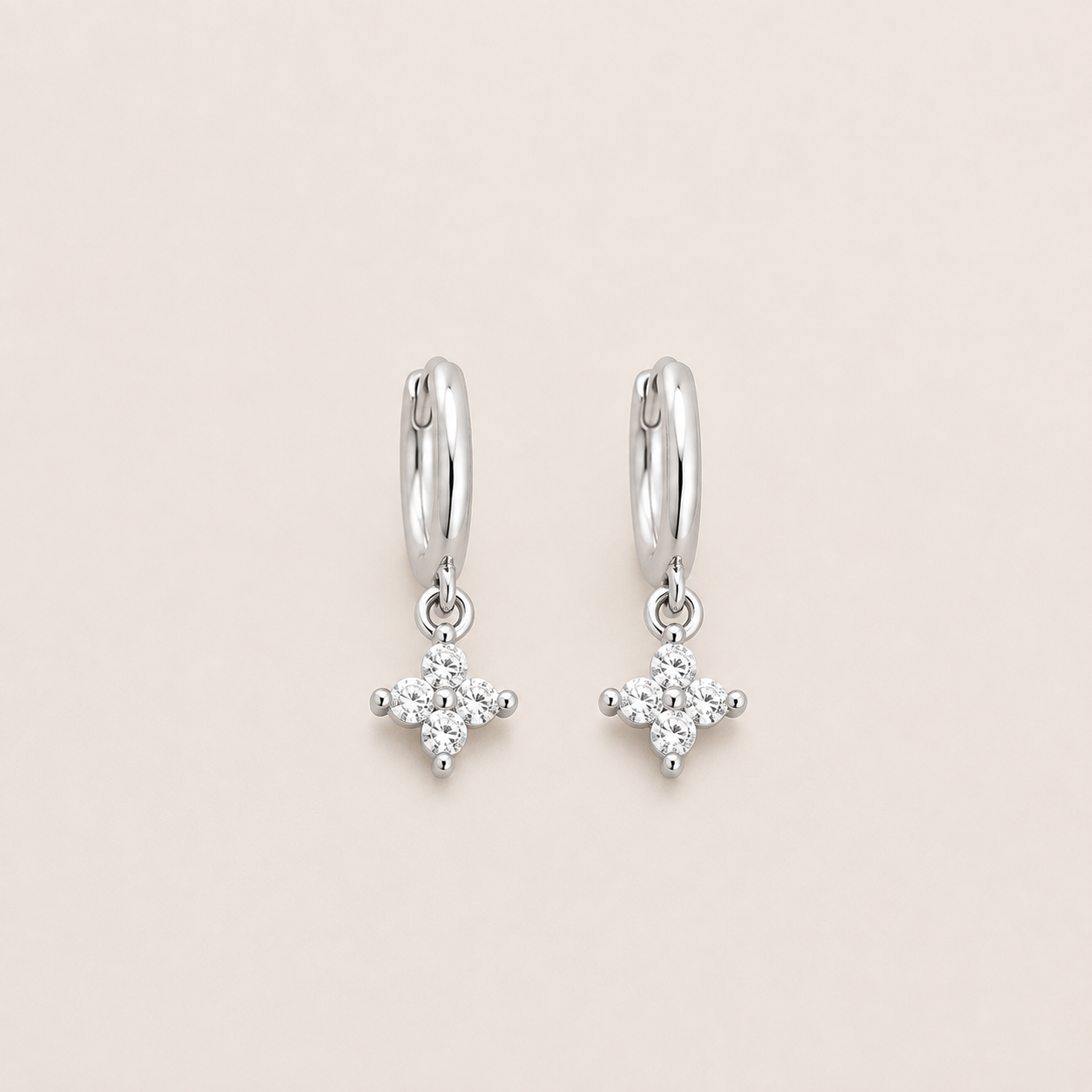 Orecchini a Cerchio con Trifoglio in Argento Sterling 925 per Donna e Ragazze, Eleganti e alla Moda, Gioielli per Matrimonio e Festa, Regali