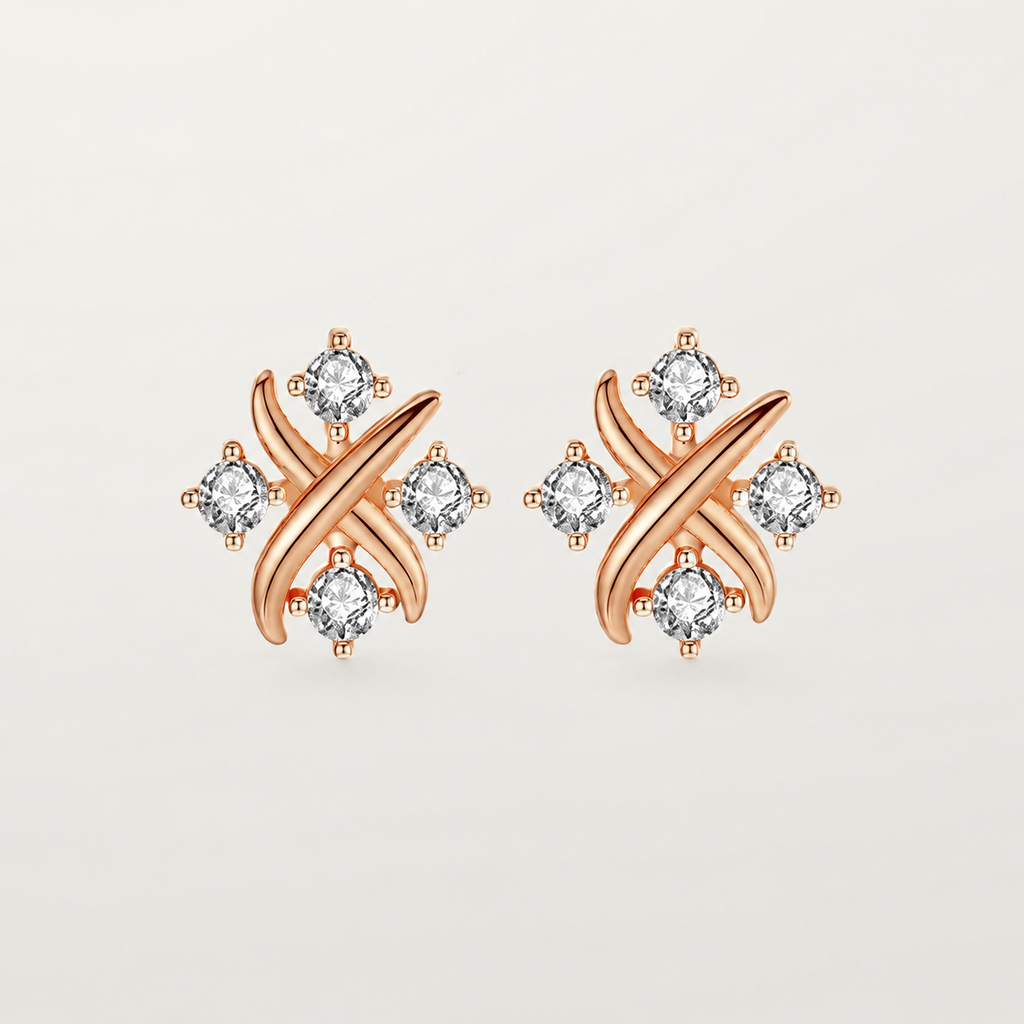 Orecchini a Bottone a Stella con Zirconia CZ in Argento Sterling 925 Reale, Brincos per Donna alla Moda, Festa, Gioielli Eleganti Minimalisti