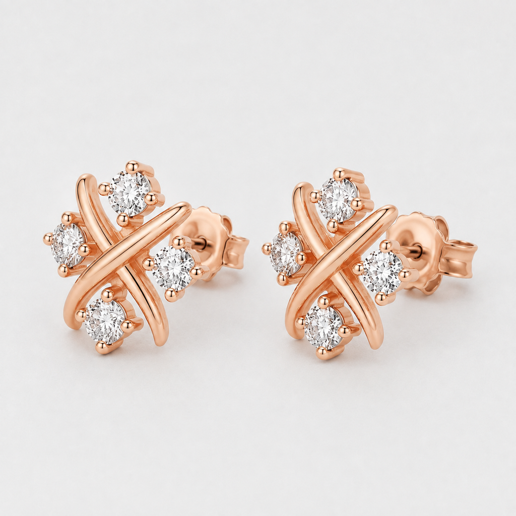 Orecchini a Bottone a Stella con Zirconia CZ in Argento Sterling 925 Reale, Brincos per Donna alla Moda, Festa, Gioielli Eleganti Minimalisti
