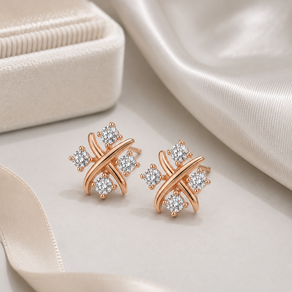 Orecchini a Bottone a Stella con Zirconia CZ in Argento Sterling 925 Reale, Brincos per Donna alla Moda, Festa, Gioielli Eleganti Minimalisti