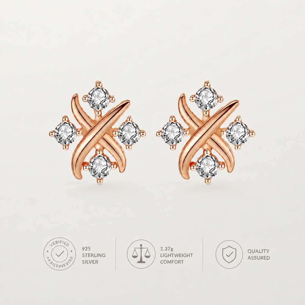 Orecchini a Bottone a Stella con Zirconia CZ in Argento Sterling 925 Reale, Brincos per Donna alla Moda, Festa, Gioielli Eleganti Minimalisti