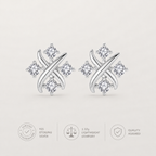 Orecchini a Bottone a Stella con Zirconia CZ in Argento Sterling 925 Reale, Brincos per Donna alla Moda, Festa, Gioielli Eleganti Minimalisti