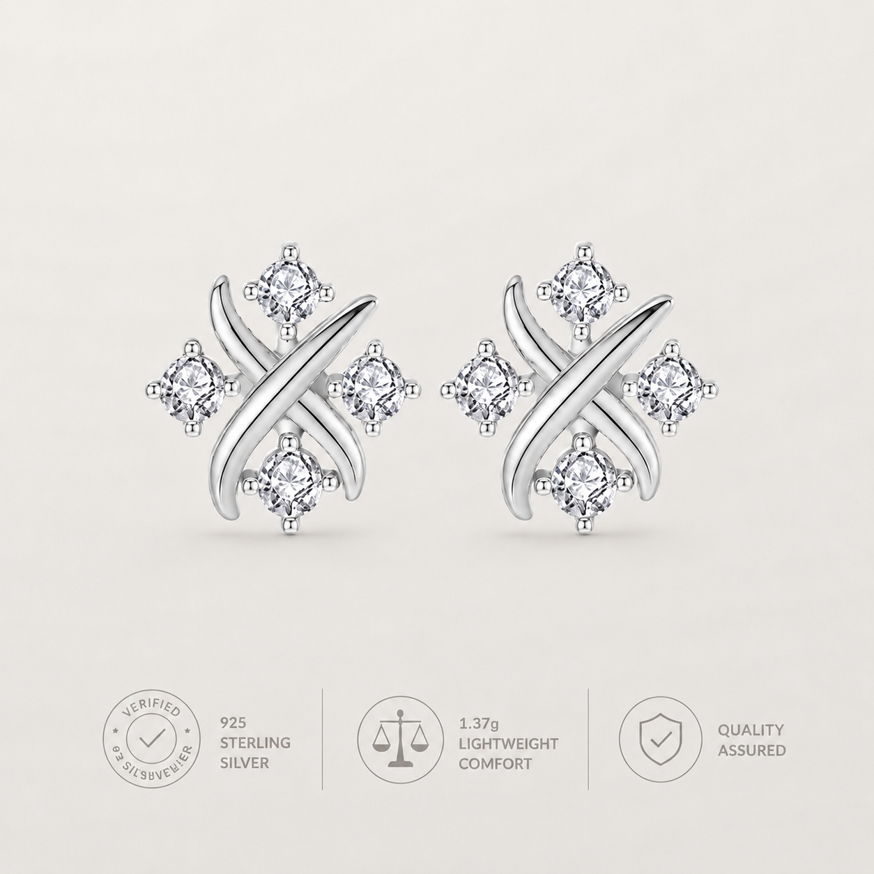 Orecchini a Bottone a Stella con Zirconia CZ in Argento Sterling 925 Reale, Brincos per Donna alla Moda, Festa, Gioielli Eleganti Minimalisti