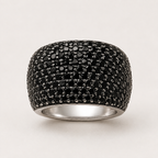 Black Pavé Dome Ring in 925 Sterling Silver