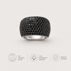 Black Pavé Dome Ring in 925 Sterling Silver