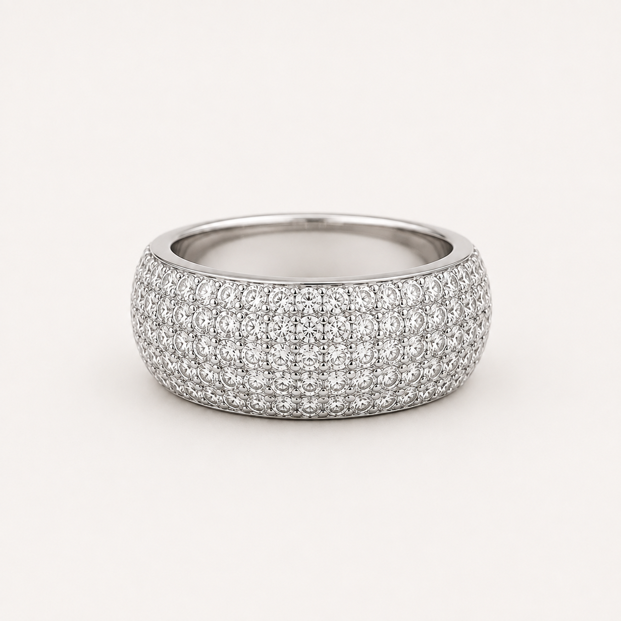 White CZ Pavé Sterling Silver Band Ring