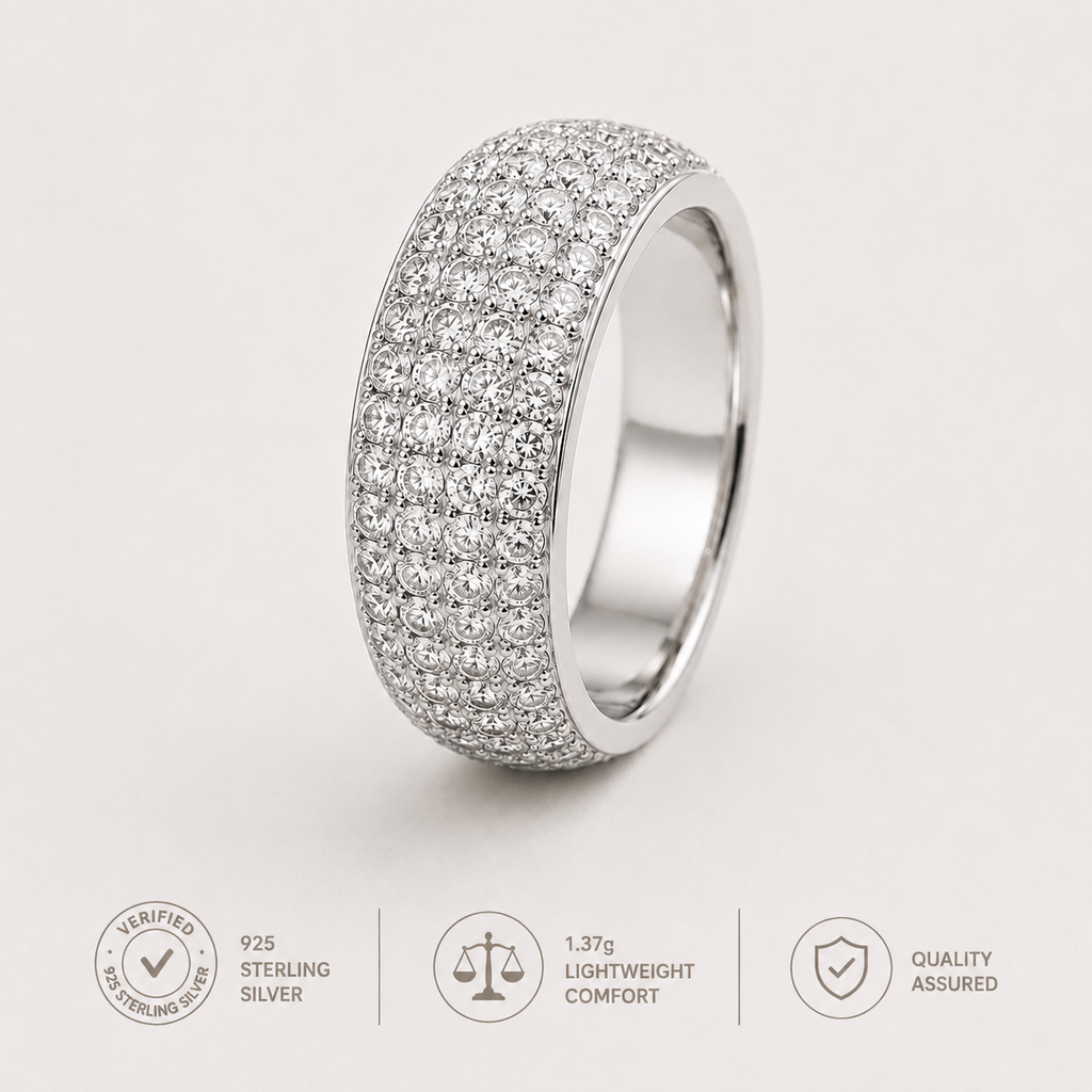 White CZ Pavé Sterling Silver Band Ring