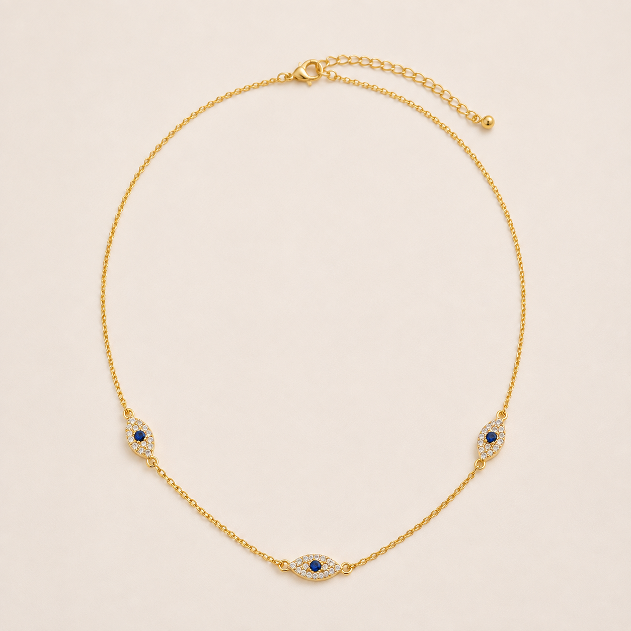 Sterling Silver Evil Eye Trio Choker