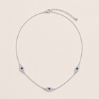 Sterling Silver Evil Eye Trio Choker