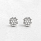 Pavé Halo Stud Earrings in 925 Sterling Silver